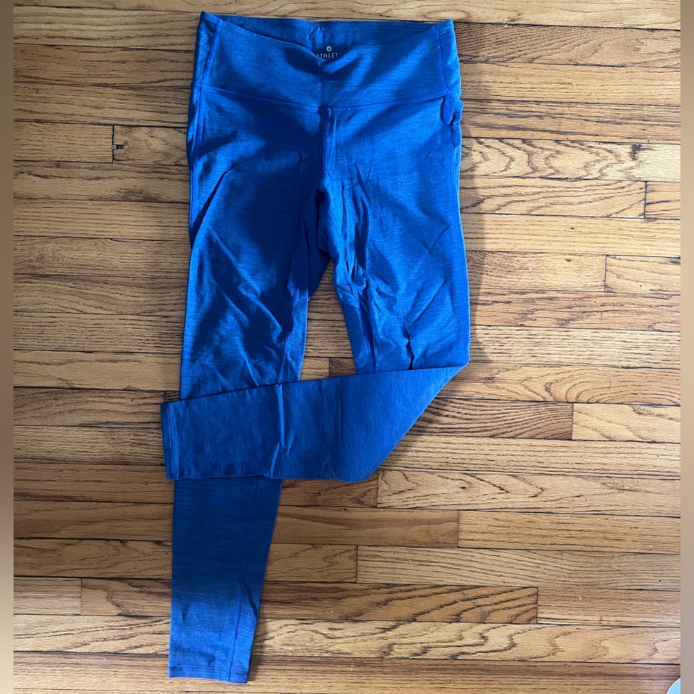 Athleta Low-Rise Blue Patterned Leggings, Size S.
